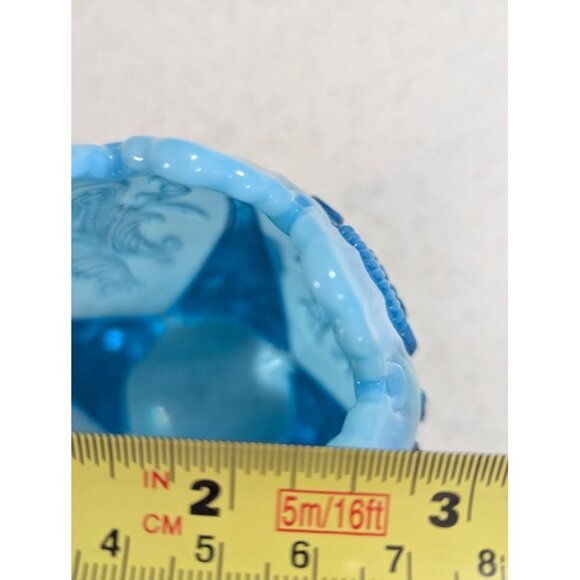 Northwood Blue Opalescent Inverted Fan and Feather Rose Bowl - Picture 6 of 6